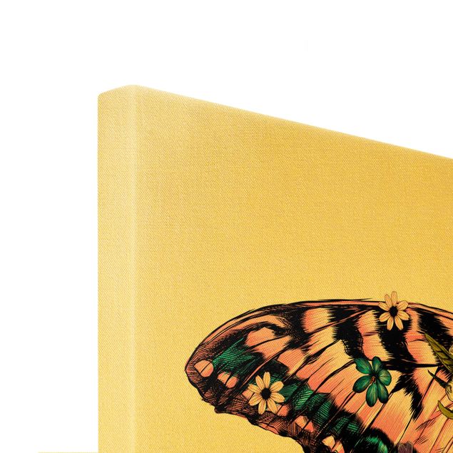 Wandbilder Schmetterlinge Illustration floraler Tiger Schwalbenschwanz