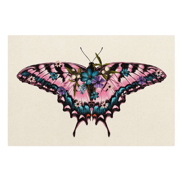 Schmetterlinge Leinwand Illustration floraler Tiger Schwalbenschwanz