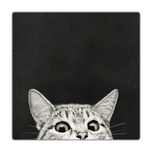 Wohndeko Malerei Illustration Katze Schwarz Weiß Zeichnung