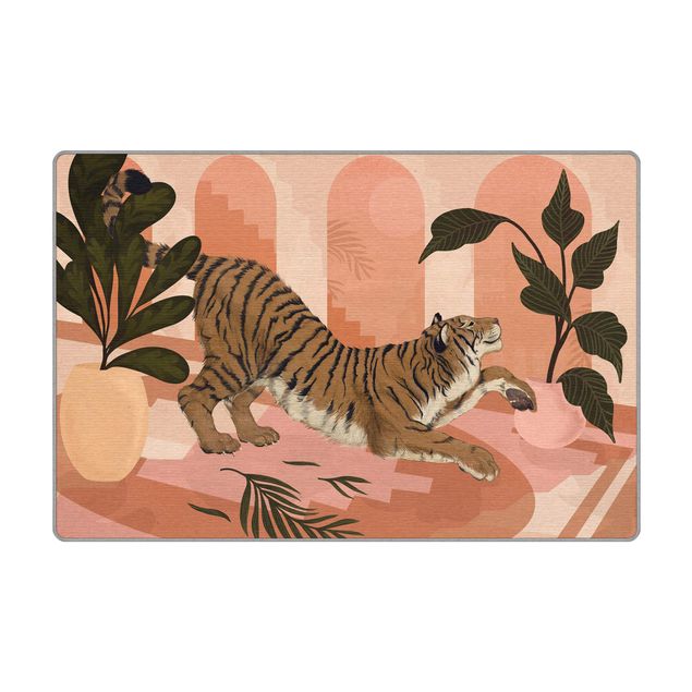 Wohndeko Malerei Illustration Tiger in Pastell Rosa Malerei