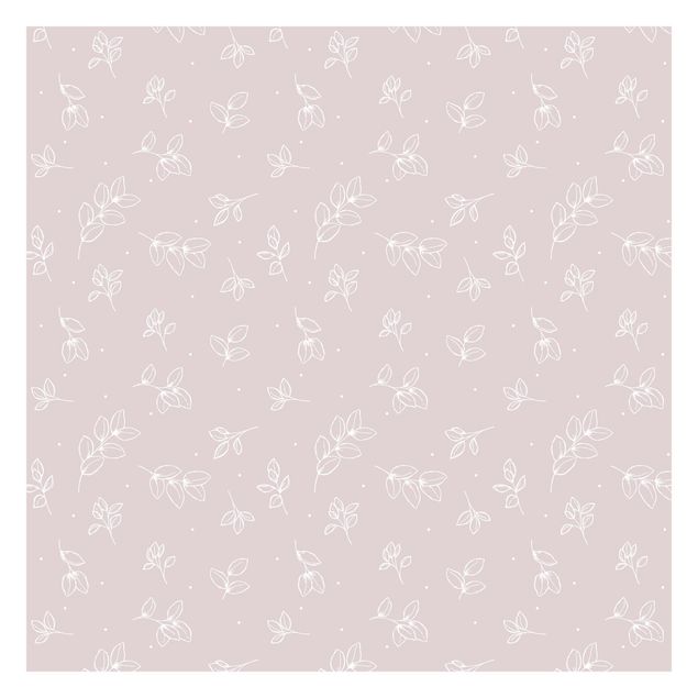 Wanddeko Büro Illustrierte Blätter Muster Pastell Rosa
