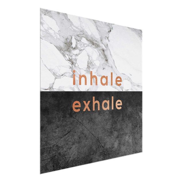 Wanddeko Büro Inhale Exhale Kupfer und Marmor