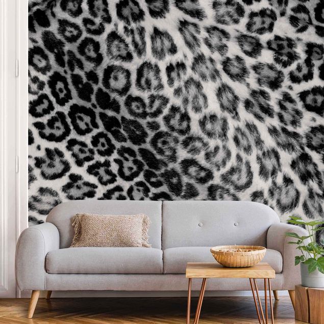 Wanddeko Schlafzimmer Jaguar Skin Schwarz-Weiß