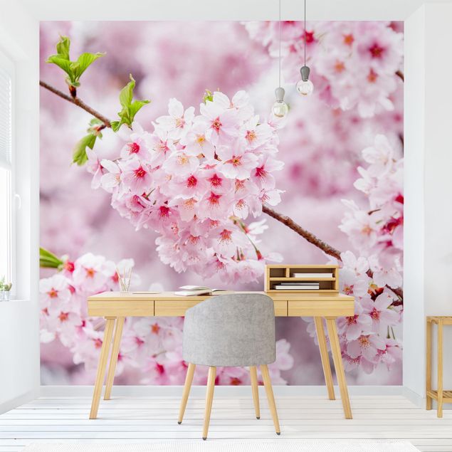 Wanddeko Wohnzimmer Japanische Kirschblüten