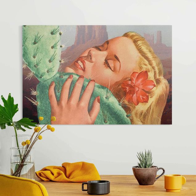 Wanddeko Wohnzimmer Kaktus-Liebe