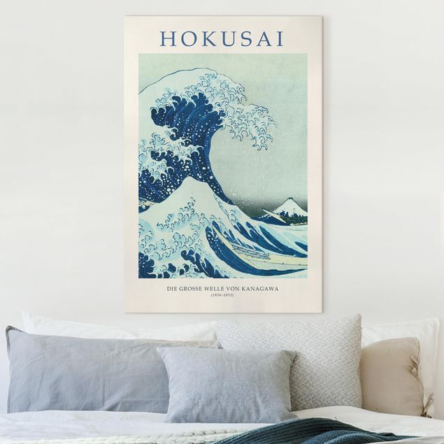 Wanddeko blau Katsushika Hokusai - Die grosse Welle von Kanagawa - Museumsedition