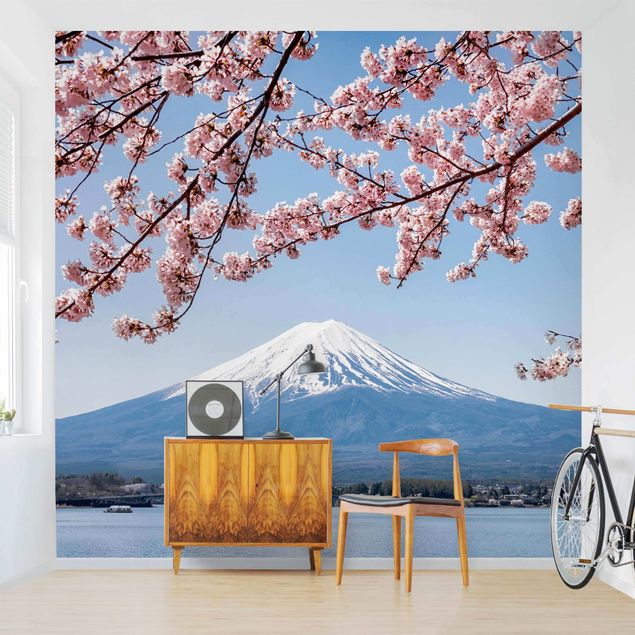 Wanddeko Flur Kirschblüten mit Berg Fuji