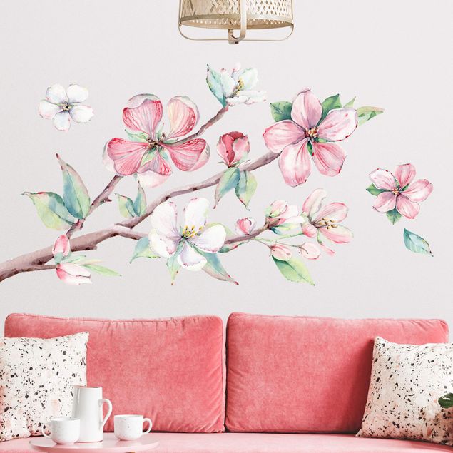 Wanddeko Schlafzimmer Kirschblütenzweig Aquarell