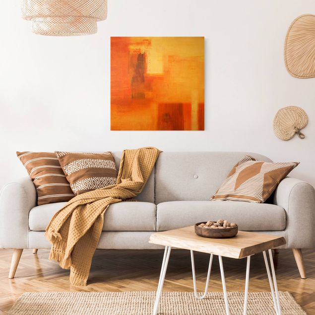 Wanddeko Flur Komposition in Orange und Braun 02
