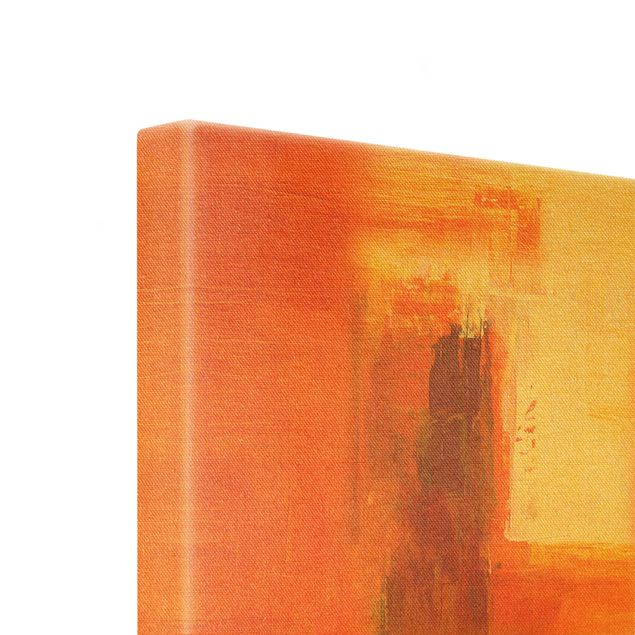 Wanddeko Treppenhaus Komposition in Orange und Braun 02