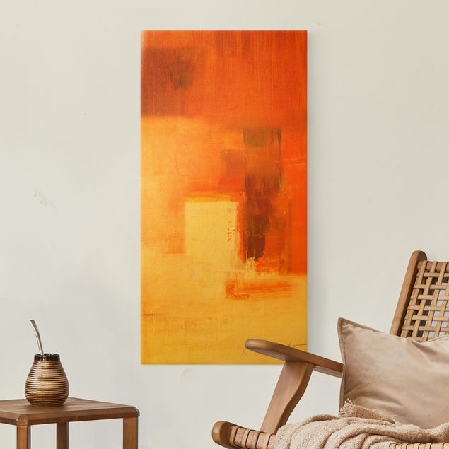 Wanddeko Wohnzimmer Komposition in Orange und Braun 03