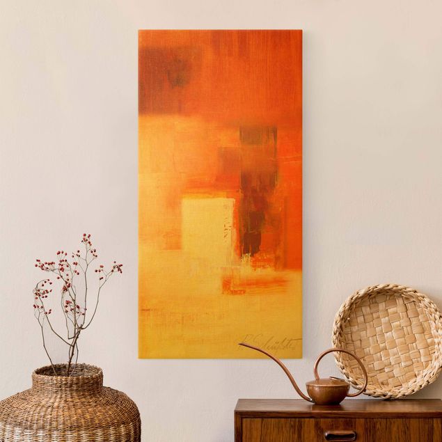 Wanddeko Schlafzimmer Komposition in Orange und Braun 03