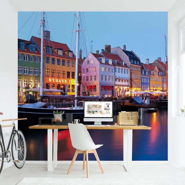 Wanddeko Flur Kopenhagener Hafen am Abend