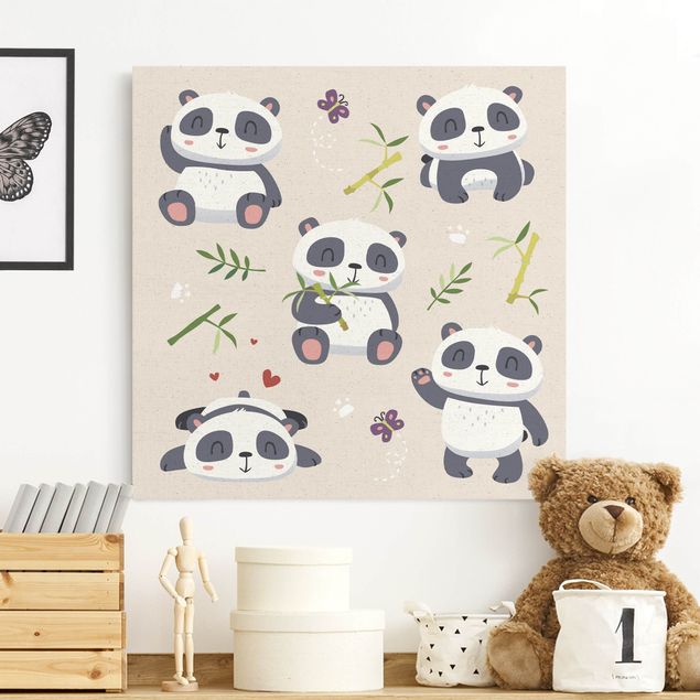 Wanddeko bunt Kuschelige Pandas