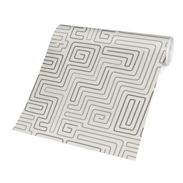 Wanddeko grau Labyrinth Muster in Grau