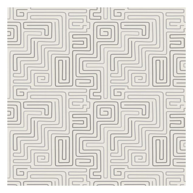 Wanddeko Esszimmer Labyrinth Muster in Grau