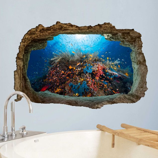 Wanddeko blau 3D Lagune Unterwasser