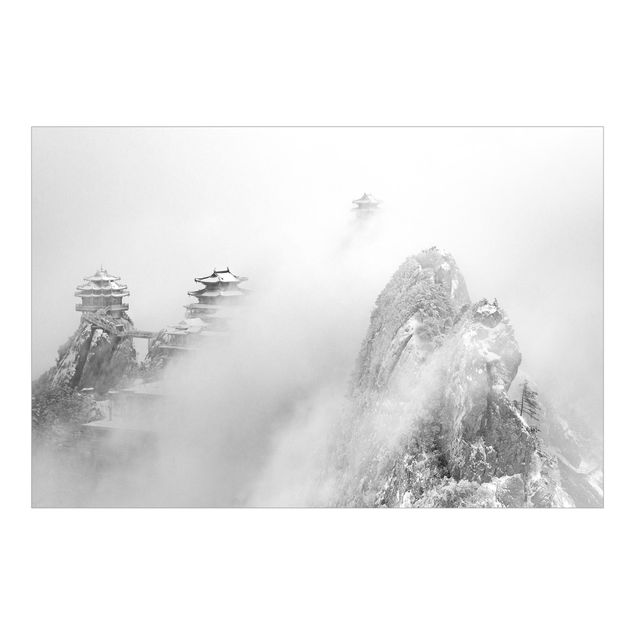 Wanddeko Treppenhaus Laojun Berge in China Schwarz-Weiß