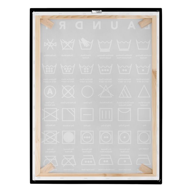 Wanddeko über Sofa Laundry Symbole Schwarz-Weiß