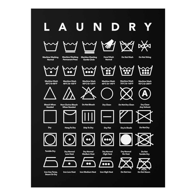 Wanddeko Treppenhaus Laundry Symbole Schwarz-Weiß