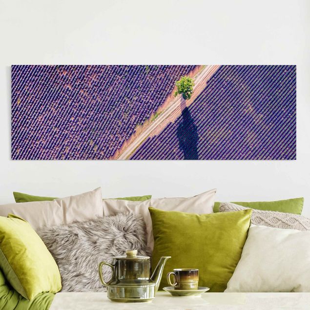 Wanddeko Wohnzimmer Lavendelfeld Draufsicht