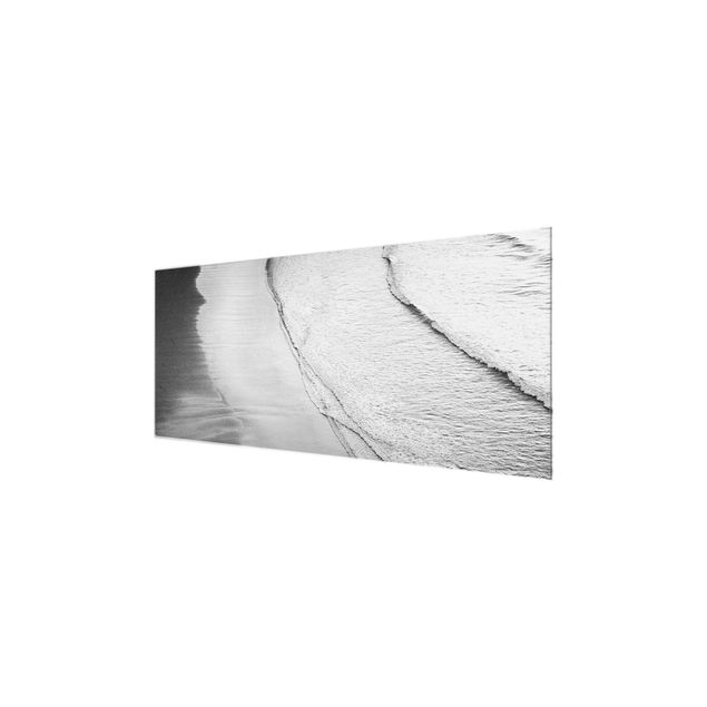 Wanddeko über Sofa Leichter Wellengang am Strand Schwarz Weiß