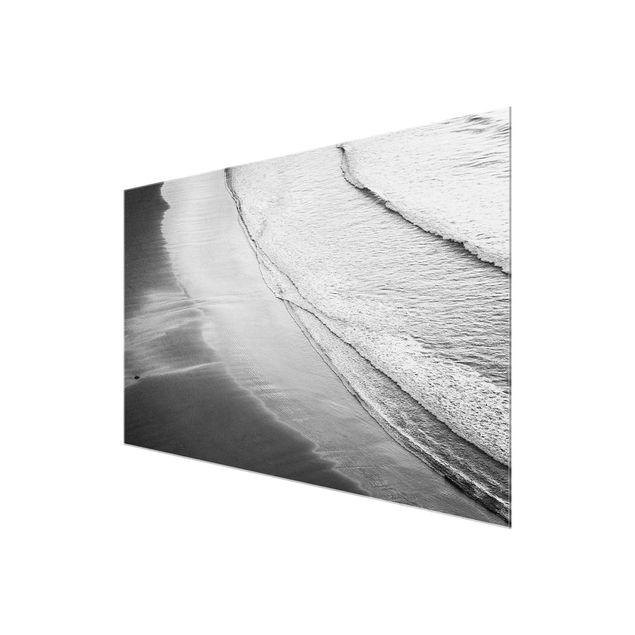 Wanddeko über Sofa Leichter Wellengang am Strand Schwarz Weiß