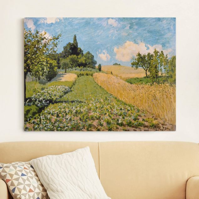 Wanddeko Wohnzimmer Alfred Sisley - Sommerlandschaft mit Feldern