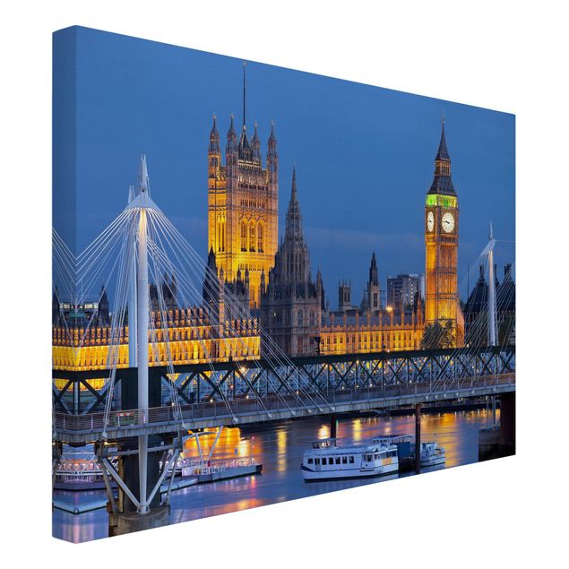 Wanddeko Flur Big Ben und Westminster Palace in London bei Nacht