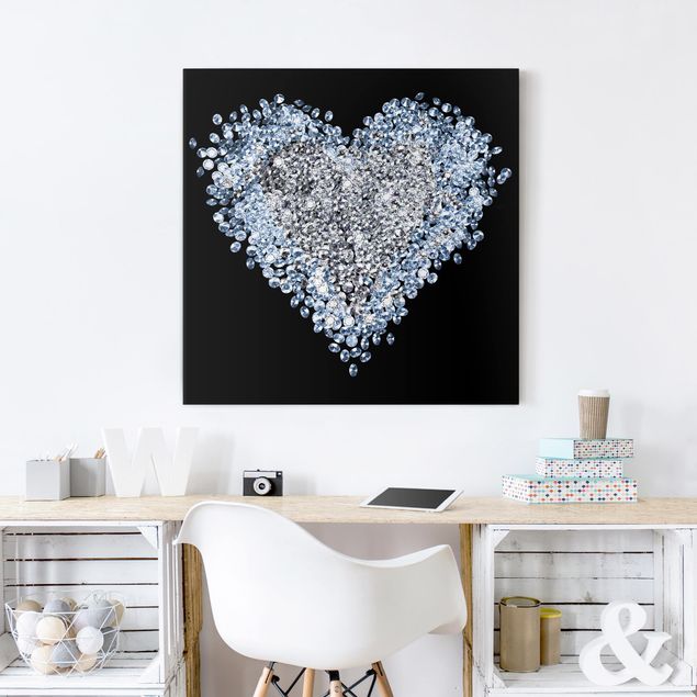 Wanddeko Wohnzimmer Diamant Herz
