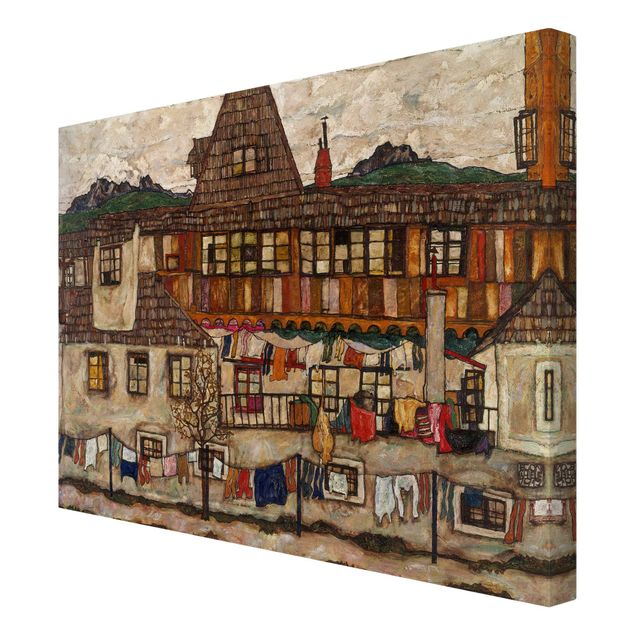 Wanddeko Büro Egon Schiele - Häuser mit trocknender Wäsche