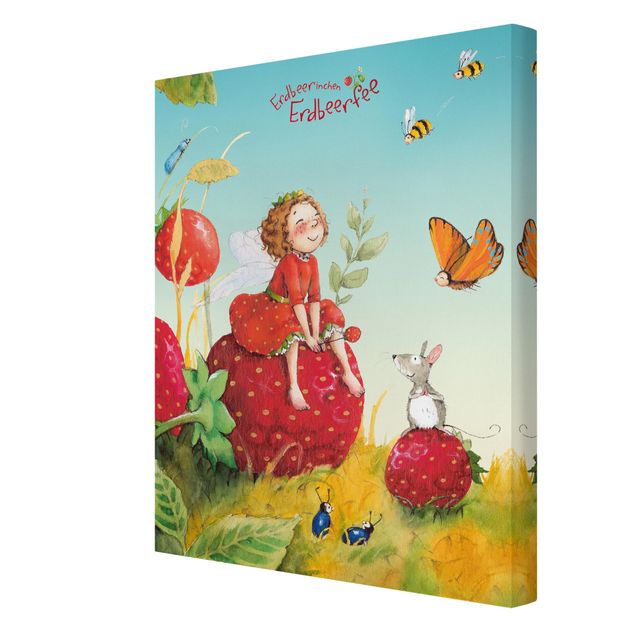 Wanddeko Illustration Erdbeerinchen Erdbeerfee - Zauberhaft