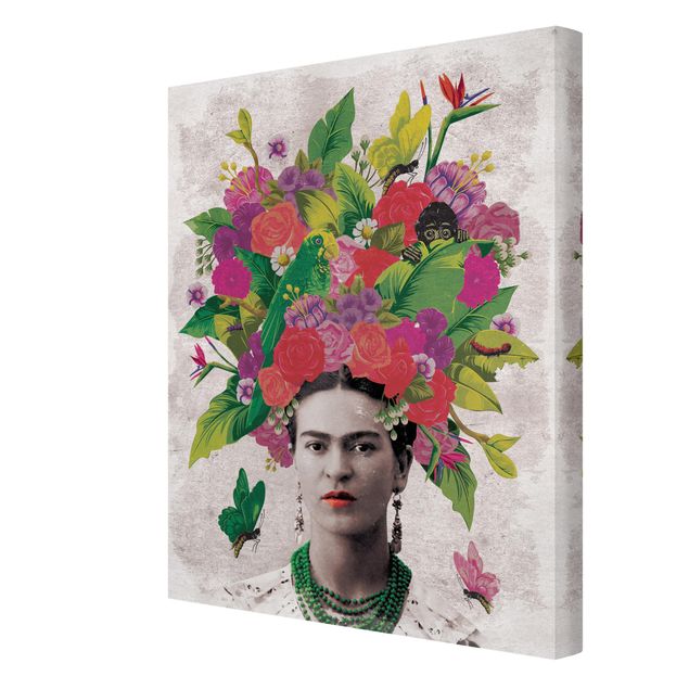 Wanddeko Büro Frida Kahlo - Blumenportrait