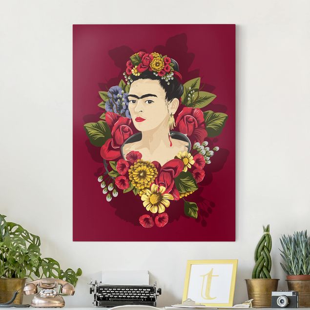 Wanddeko Wohnzimmer Frida Kahlo - Rosen