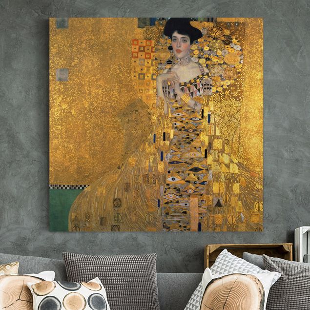 Leinwandbild Gustav Klimt - Kunstdruck Bildnis der Adele Bloch-Bauer I - Quadrat 1:1 -Jugendstil
