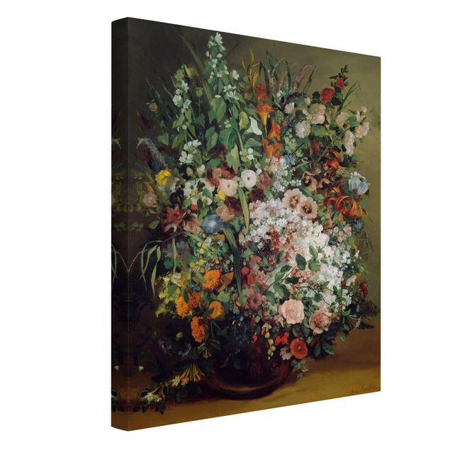 Leinwandbild Rose Gustave Courbet - Blumenstrauß in Vase