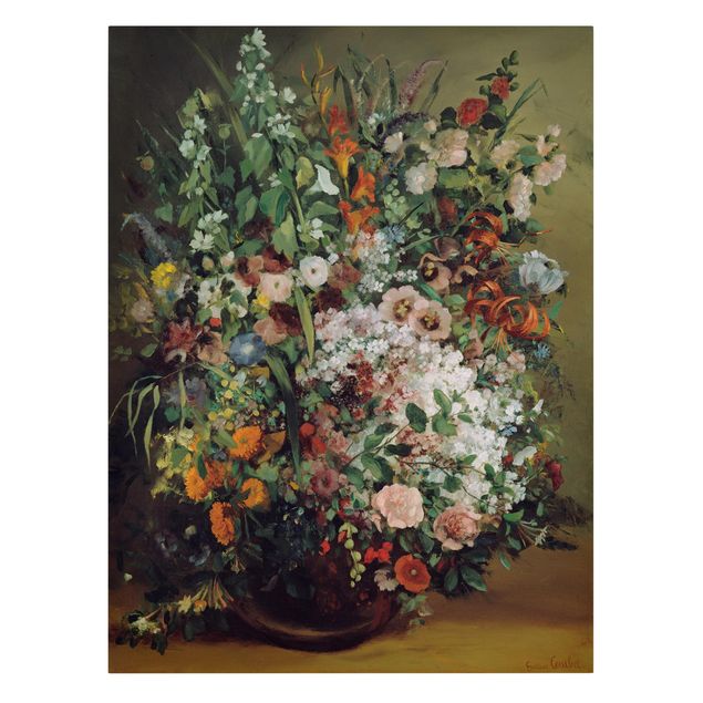 Wohndeko Botanik Gustave Courbet - Blumenstrauß in Vase