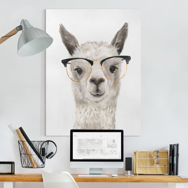 Wanddeko Wohnzimmer Hippes Lama mit Brille I