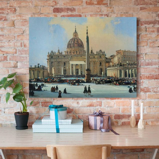 Wanddeko Wohnzimmer Ippolito Caffi - Papstsegnung in Rom