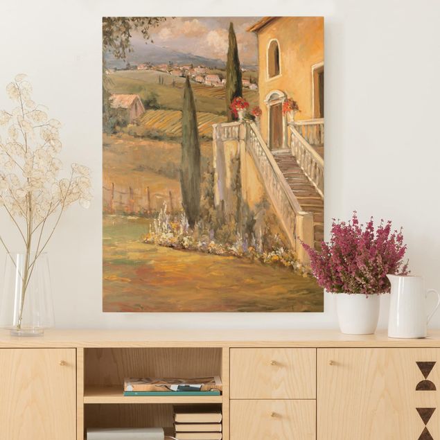 Wanddeko beige Italienische Landschaft - Haustreppe