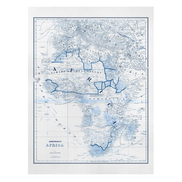 Wanddeko Esszimmer Karte in Blautönen - Afrika