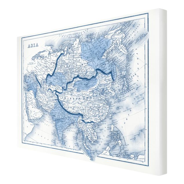 Wanddeko Büro Karte in Blautönen - Asien