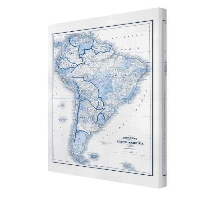 Wanddeko Büro Karte in Blautönen - Südamerika