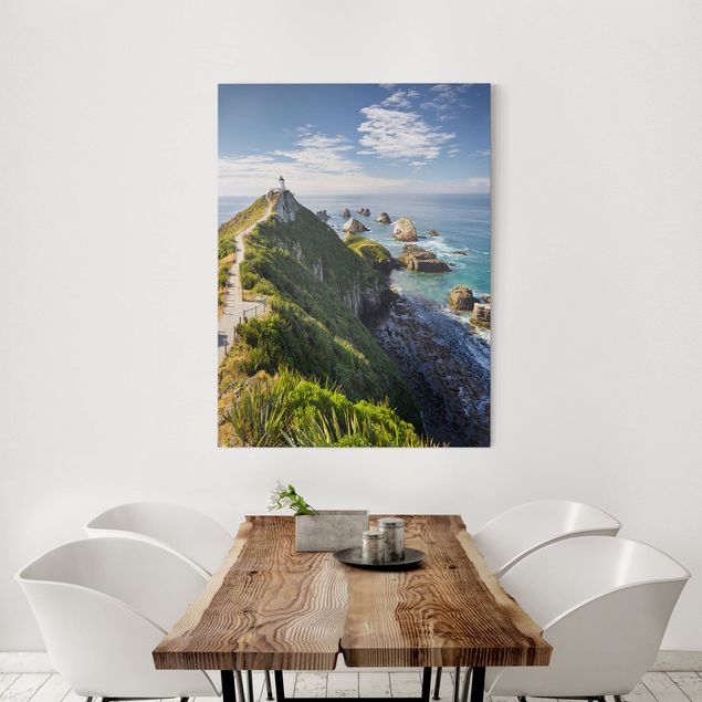 Wanddeko Wohnzimmer Nugget Point Leuchtturm und Meer Neuseeland