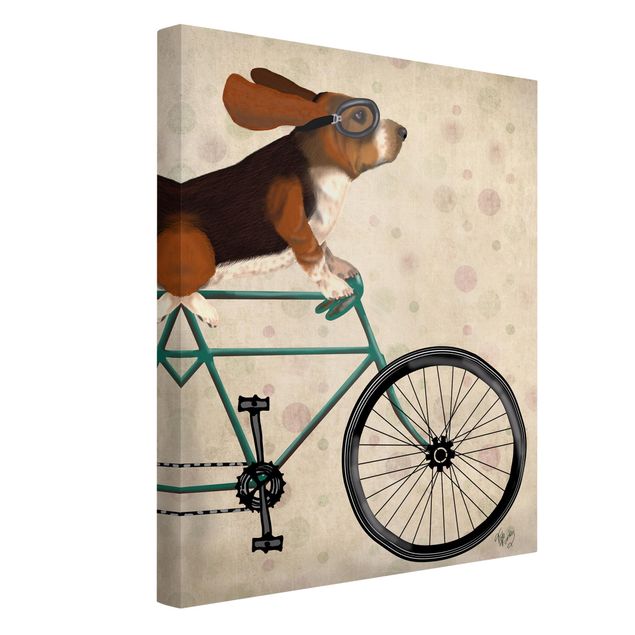 Wanddeko Schlafzimmer Radtour - Basset auf Fahrrad