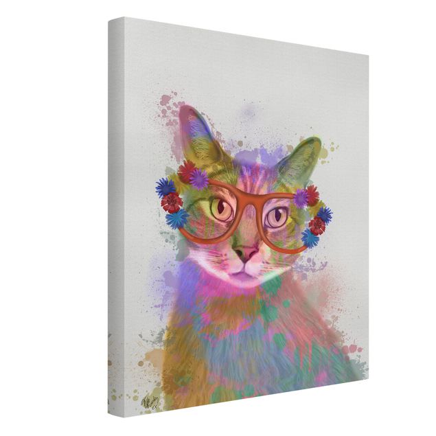 Wandbilder Katzen Regenbogen Splash Katze