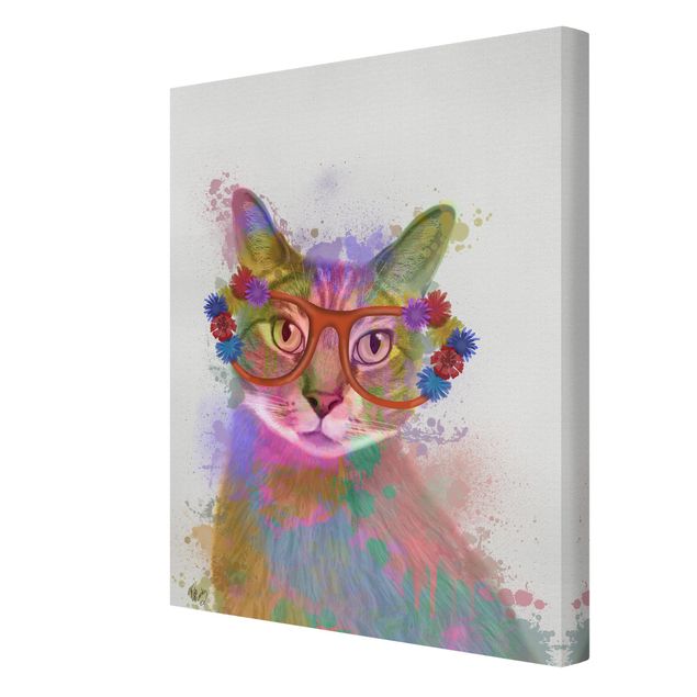 Wanddeko Jungenzimmer Regenbogen Splash Katze