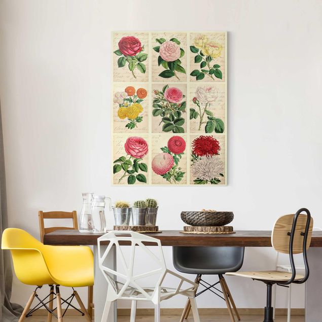Leinwandbild Rose Vintage Blumen Collage