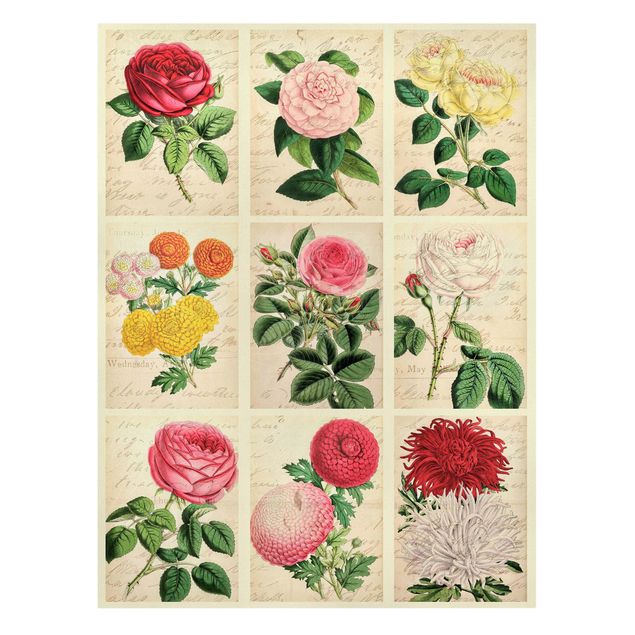 Wohndeko Blume Vintage Blumen Collage