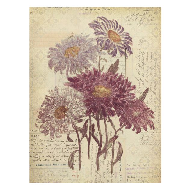 Wohndeko Blume Vintage Blumen mit Handschrift
